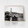 Vintage Golf Photo Golfer on Classic Car