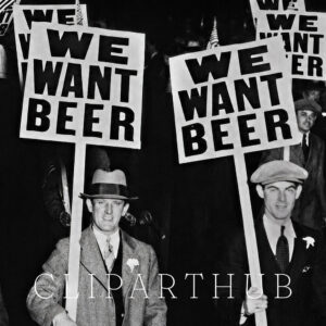Vintage We Want Beer Protest Photo Closeup