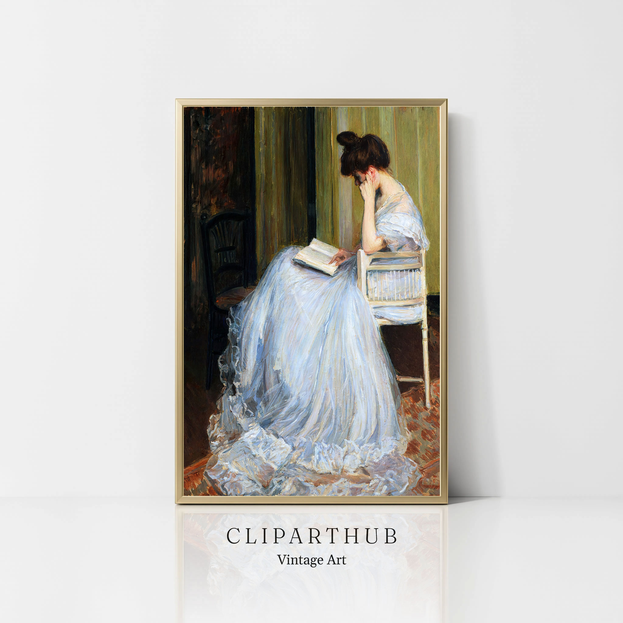 Woman Reading Vintage Painting