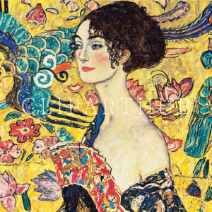 Lady with a Fan Painting Closeup