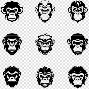 Monkey head silhouette SVG bundle