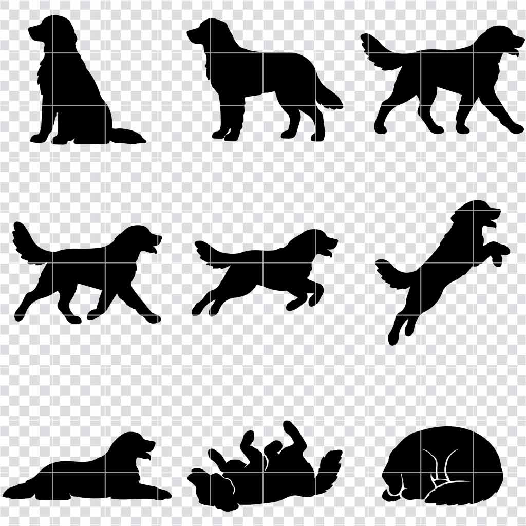 Retriever dog silhouette SVG bundle