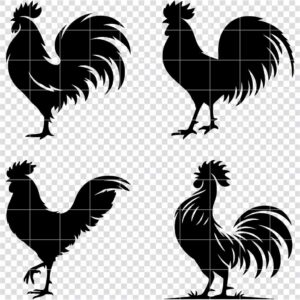 Rooster silhouette SVG bundle