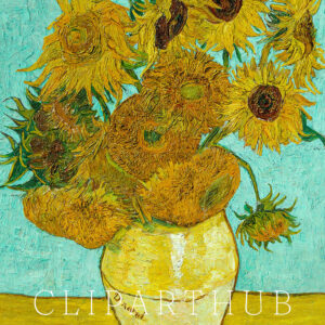 Vase with Twelve Sunflowers Painting Closeup