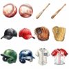 Baseball watercolor clipart bundle