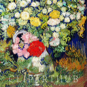Bouquet of Flowers in a Vase Painting Closeup