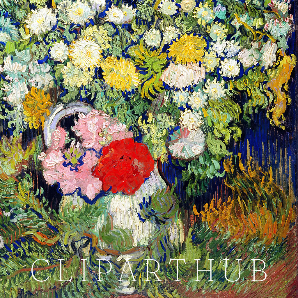 Bouquet of Flowers in a Vase Painting Closeup