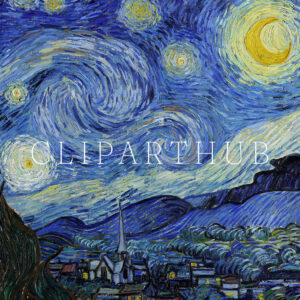 The Starry Night Painting Closeup