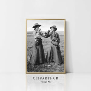 Vintage Cowgirls Drinking Photo
