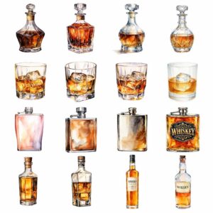 Whiskey Watercolor Clipart Bundle